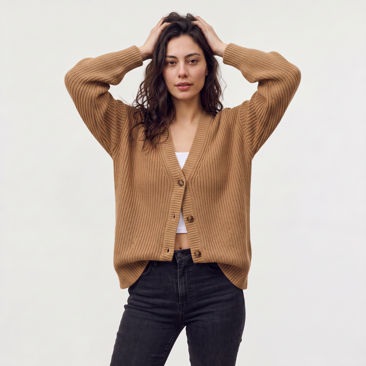 Evelyn V-Neck Button-Front Knit Cardigan