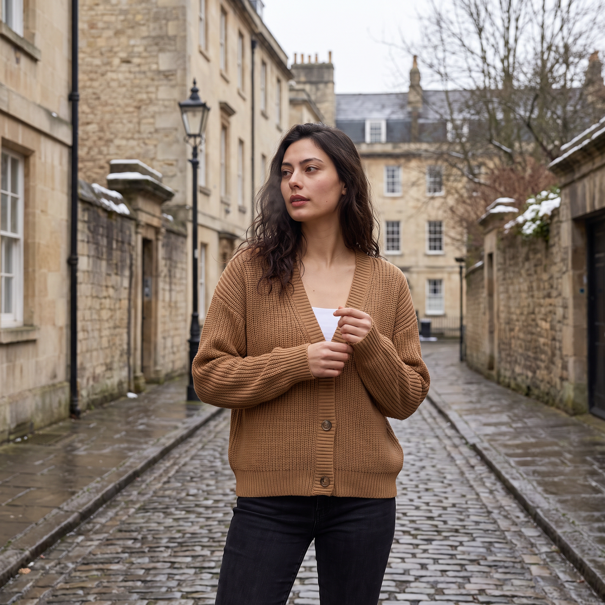 Evelyn V-Neck Button-Front Knit Cardigan