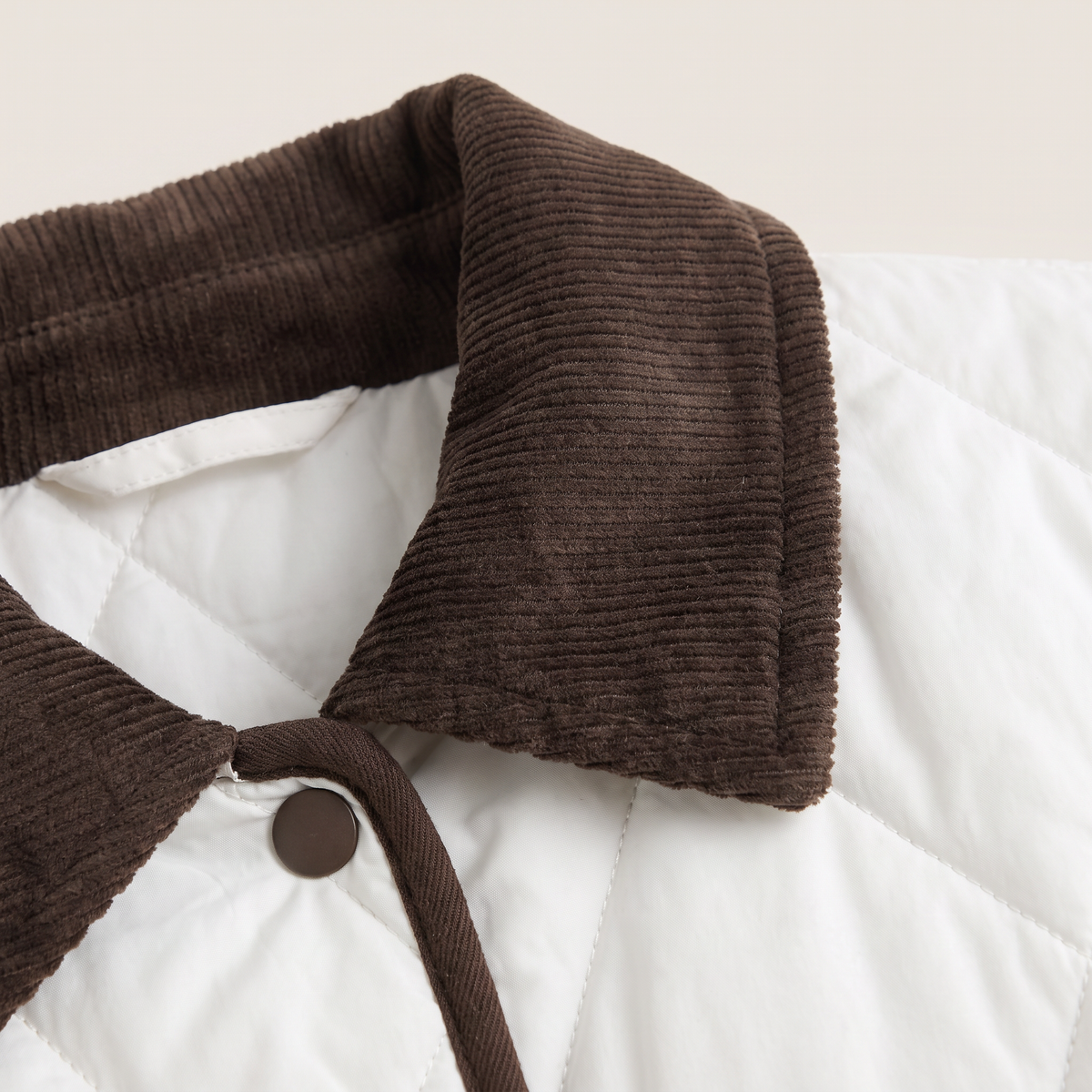 Quilted Puffer Jacket with Corduroy Collar