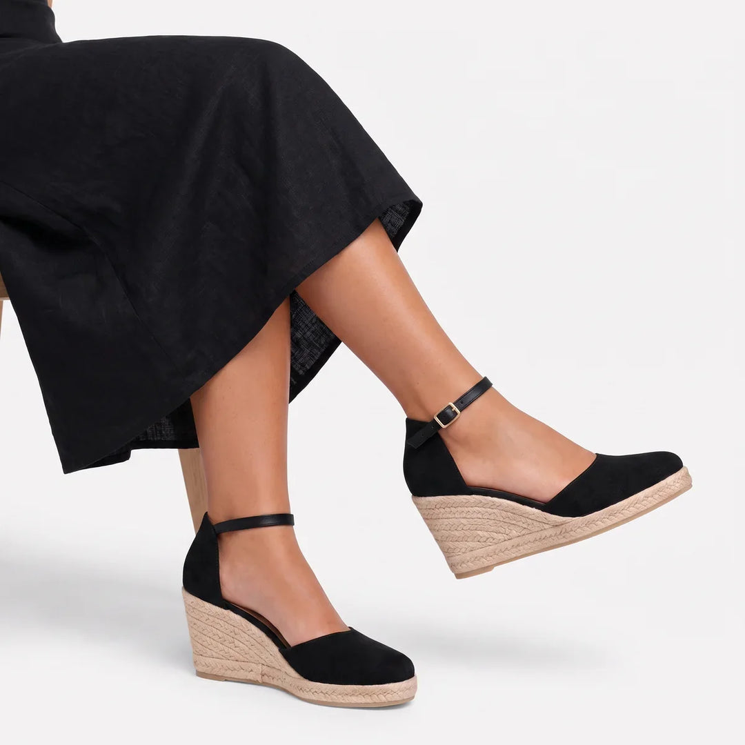 Closed-Toe Wedge Sandals - Ankle Strap