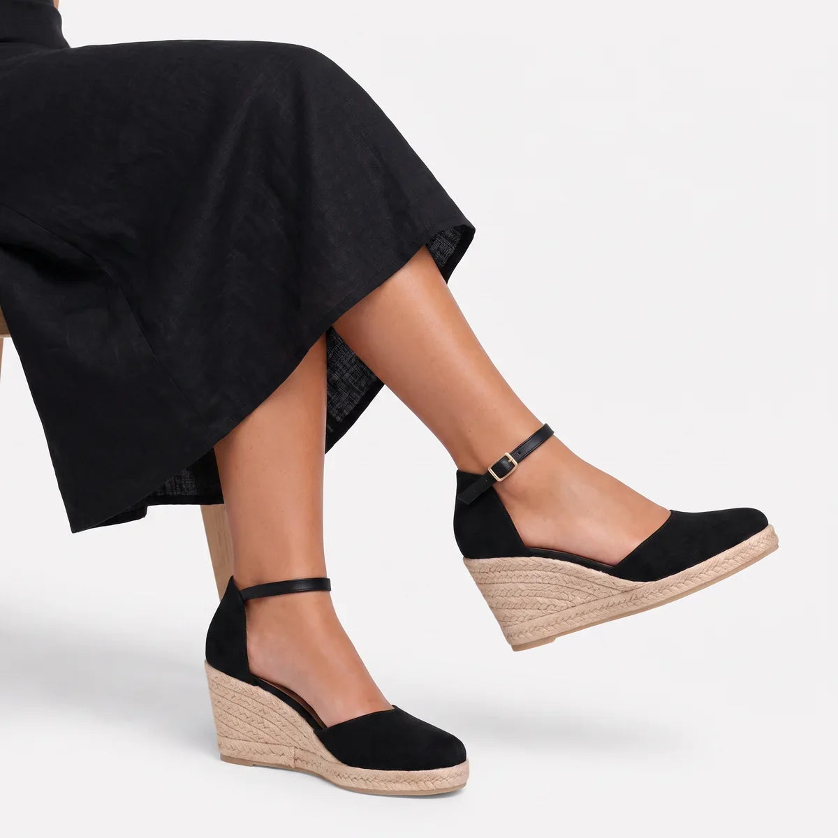 Closed-Toe Wedge Sandals - Ankle Strap