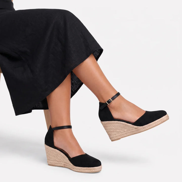 Closed-Toe Wedge Sandals - Ankle Strap