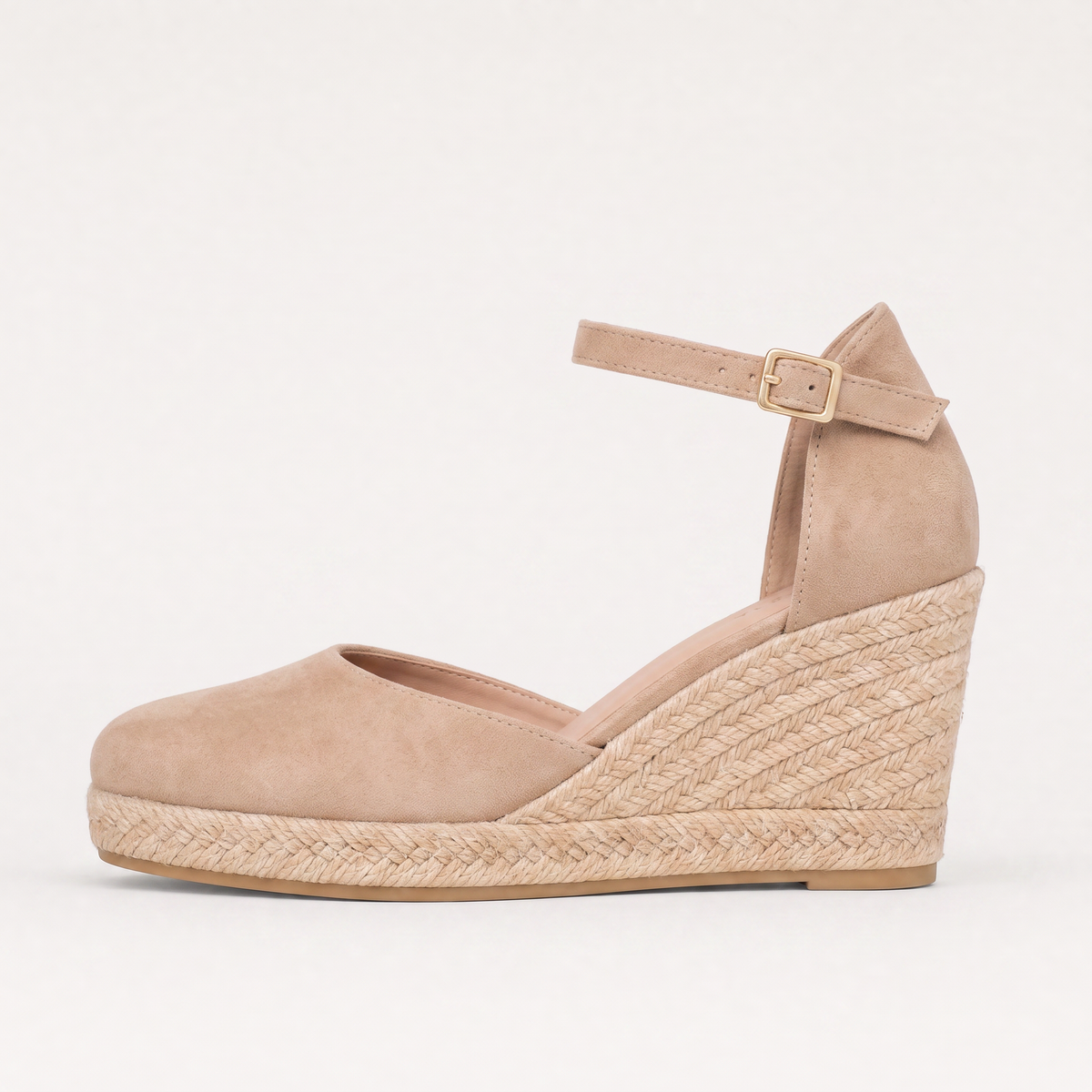 Closed-Toe Wedge Sandals with Ankle Strap