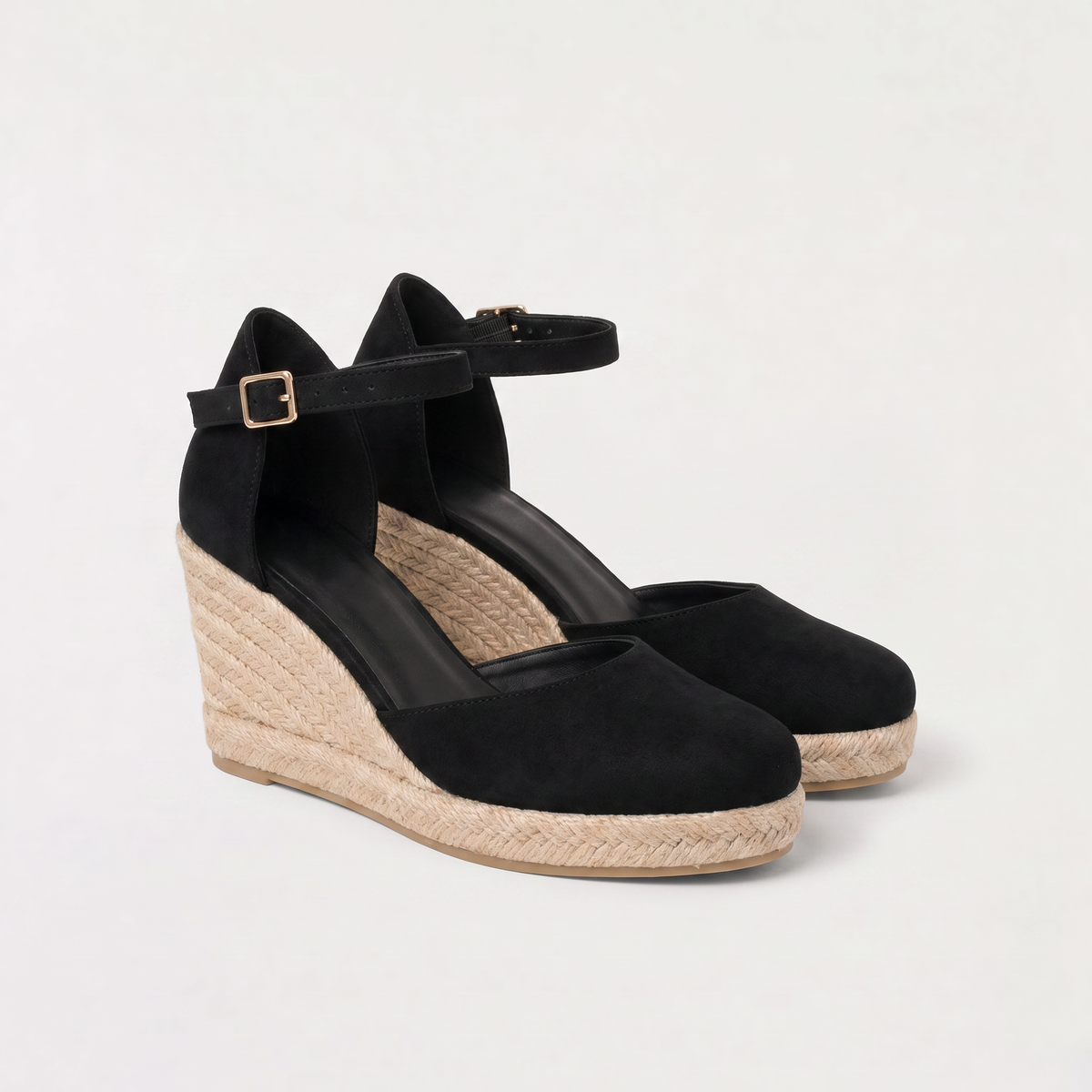 Closed-Toe Wedge Sandals with Ankle Strap