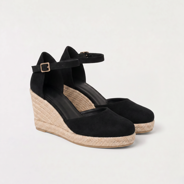 Closed-Toe Wedge Sandals with Ankle Strap