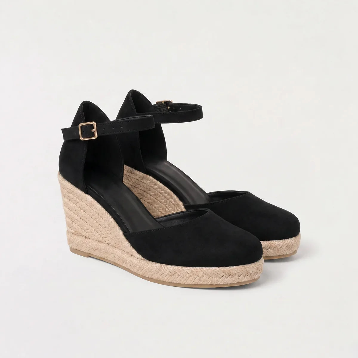 Closed-Toe Wedge Sandals - Ankle Strap