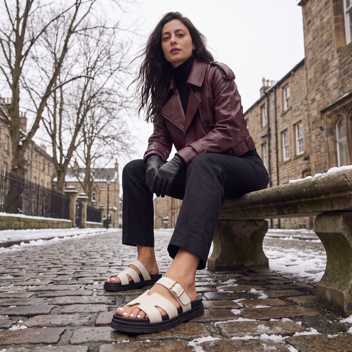 Orthopedic Platform Sandals with Adjustable Buckle