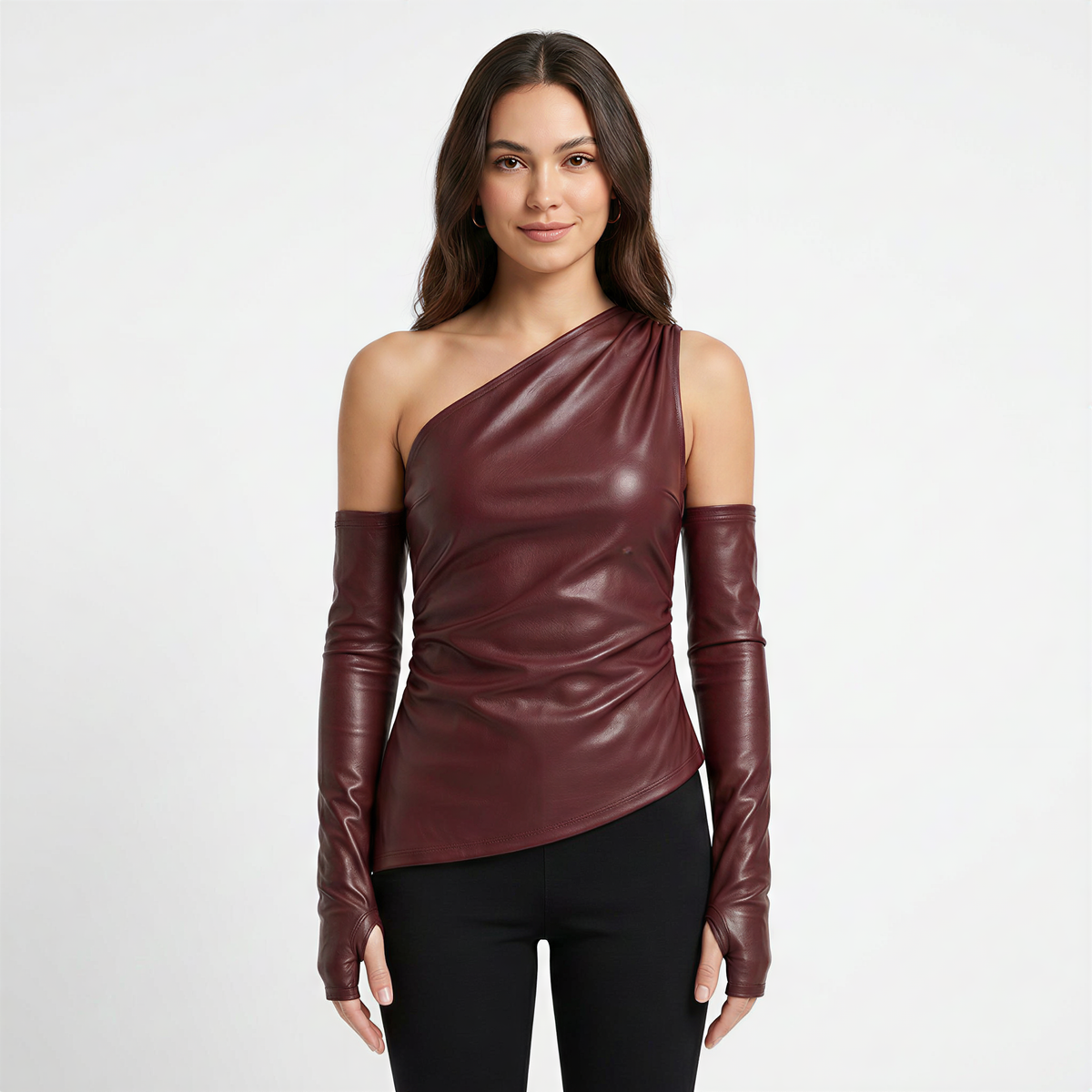 Asymmetric One-Shoulder Ruched Top