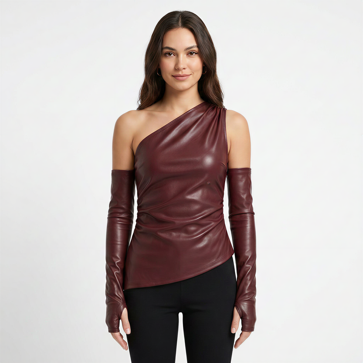 Asymmetric One-Shoulder Ruched Top
