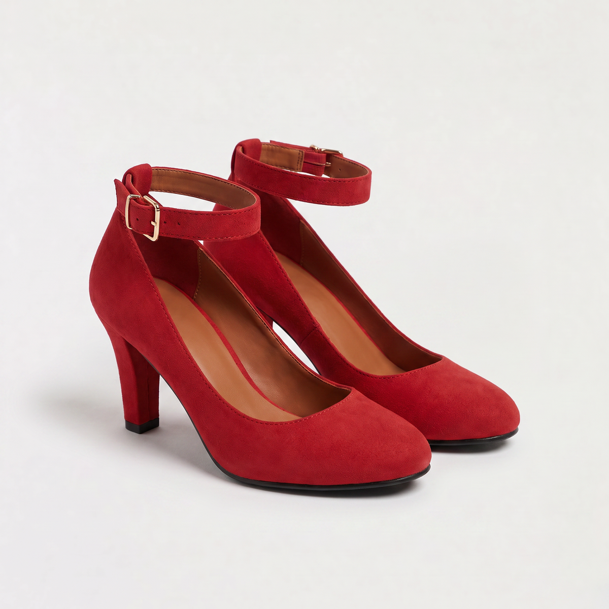 Ankle-Strap Block Heel Pumps