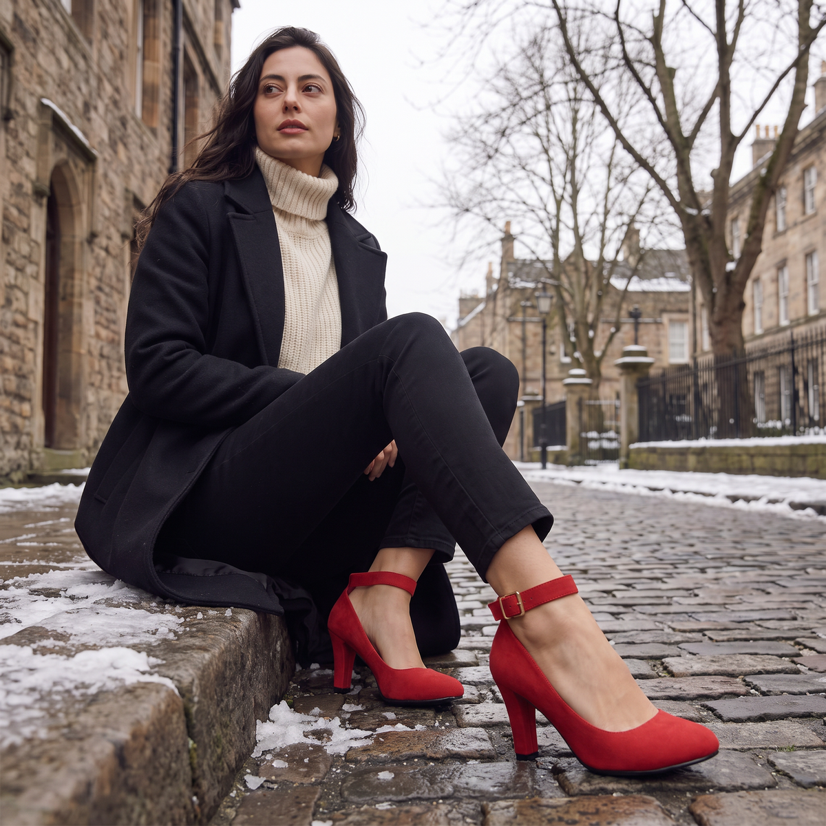Ankle-Strap Block Heel Pumps