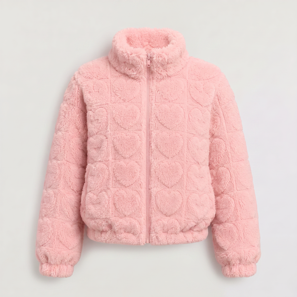 Fleece Texture Teddy Zip Jacket