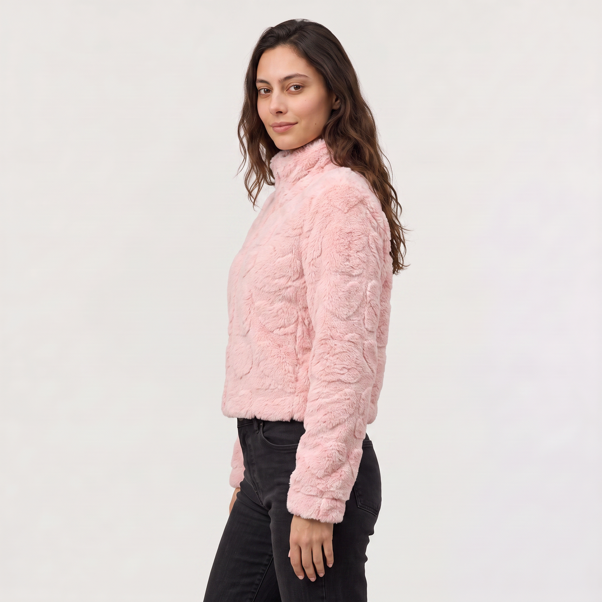 Fleece Texture Teddy Zip Jacket