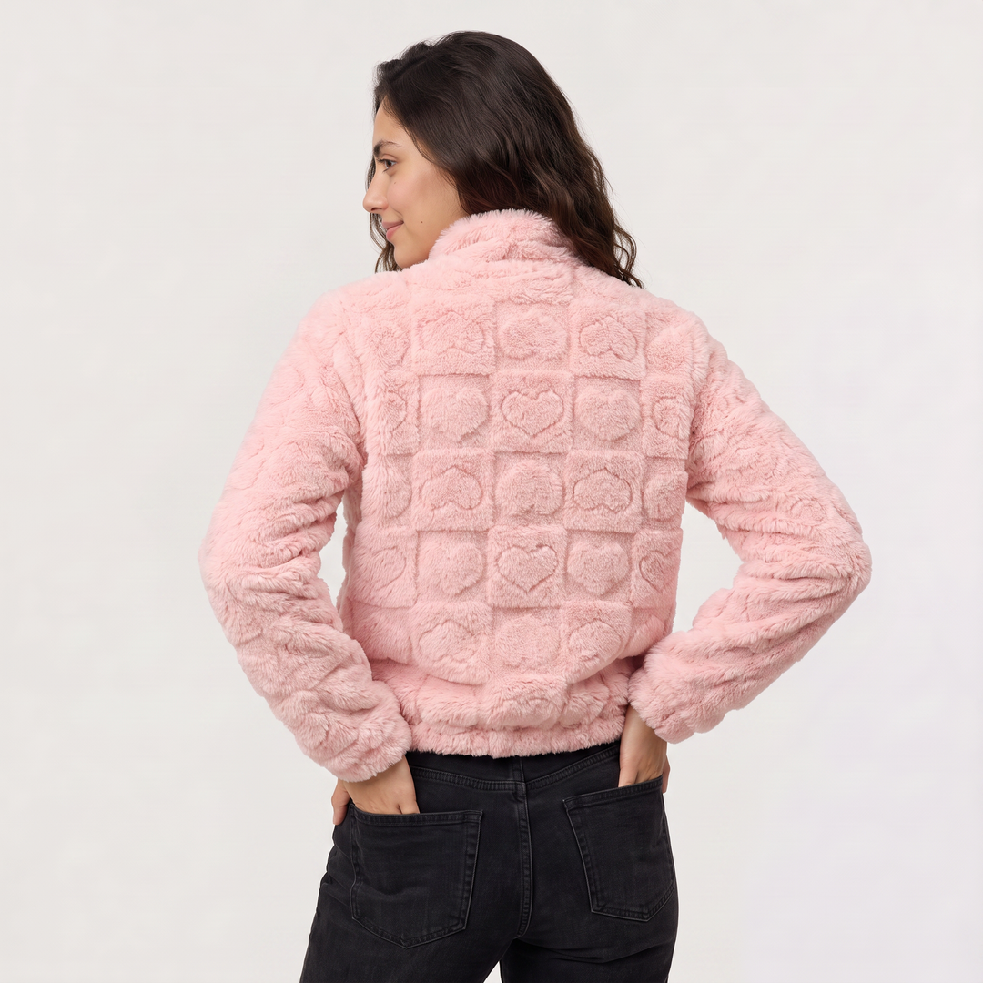 Fleece Texture Teddy Zip Jacket