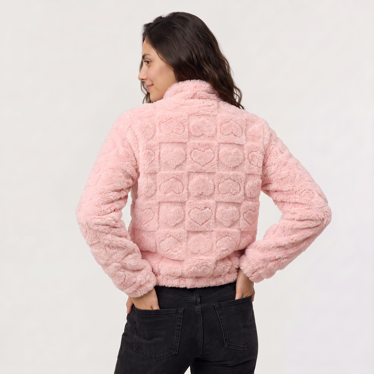 Fleece Texture Teddy Zip Jacket