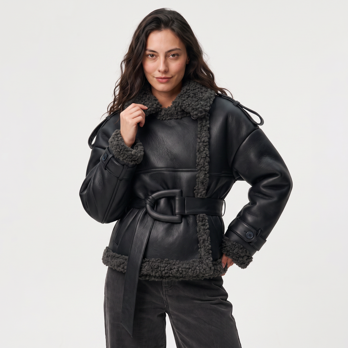 Belted Aviator Short Jacket