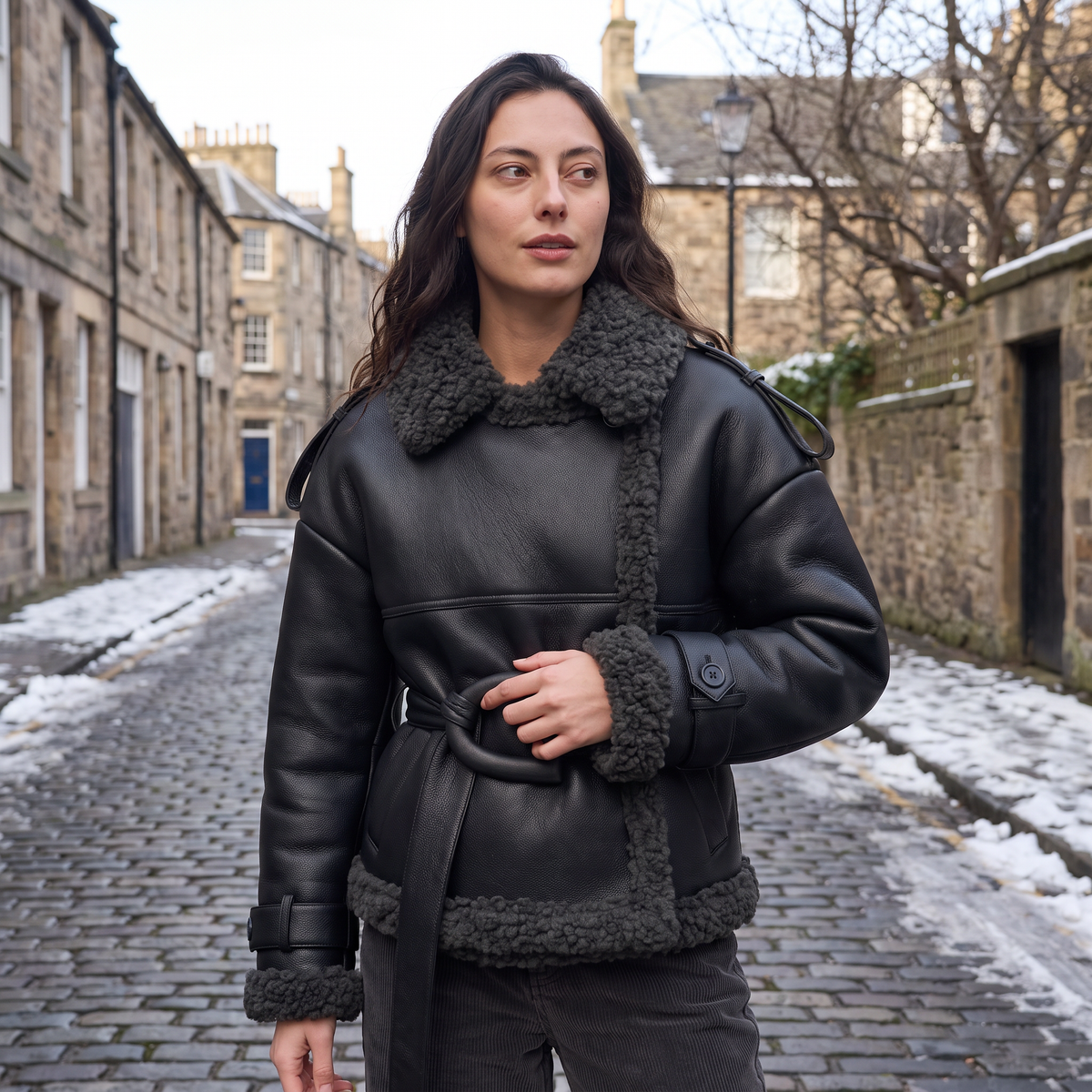 Belted Aviator Short Jacket