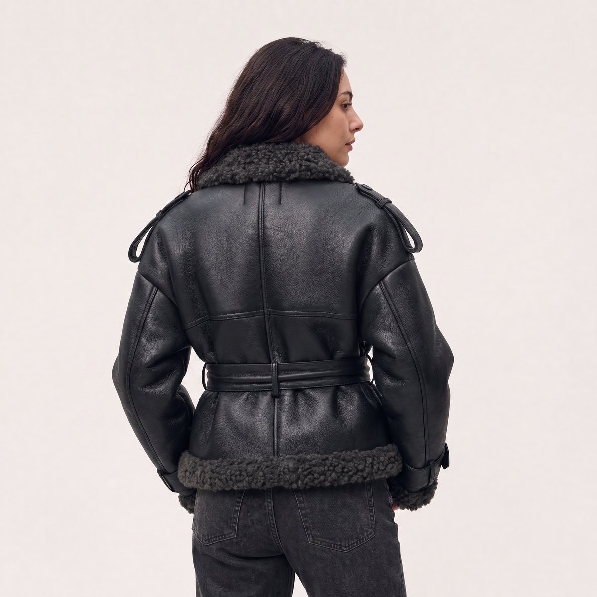 Belted Aviator Short Jacket