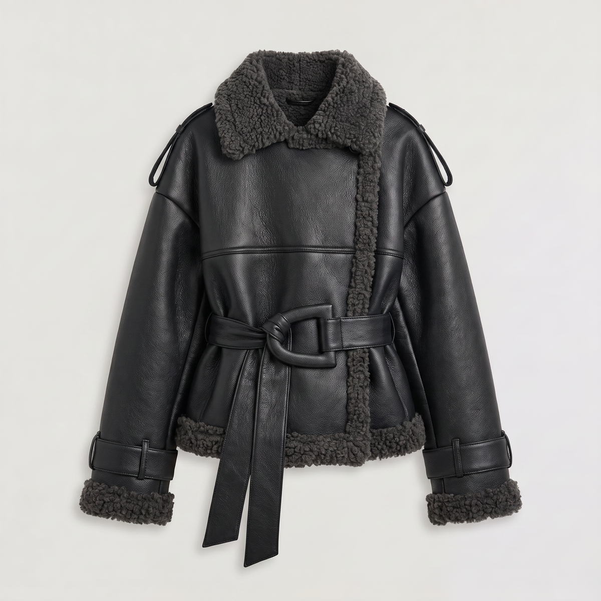 Belted Aviator Short Jacket