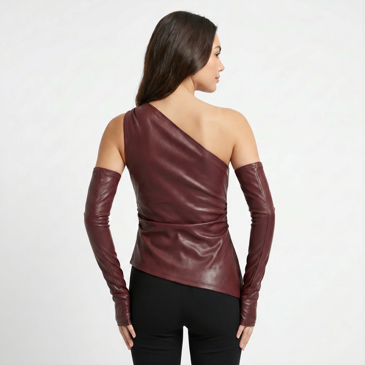 Asymmetric One-Shoulder Ruched Top