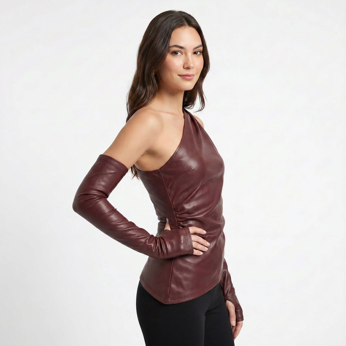 Asymmetric One-Shoulder Ruched Top