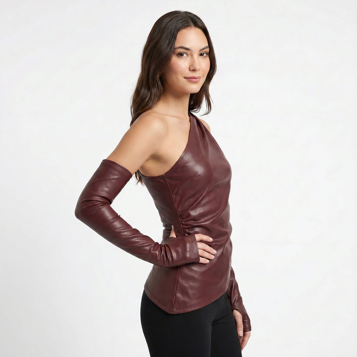 Asymmetric One-Shoulder Ruched Top