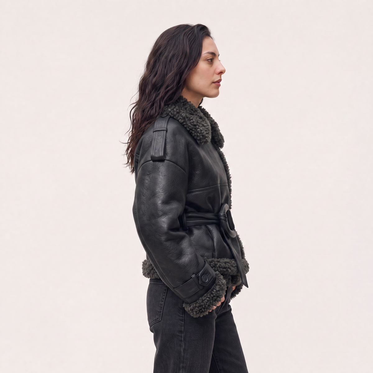 Belted Aviator Short Jacket