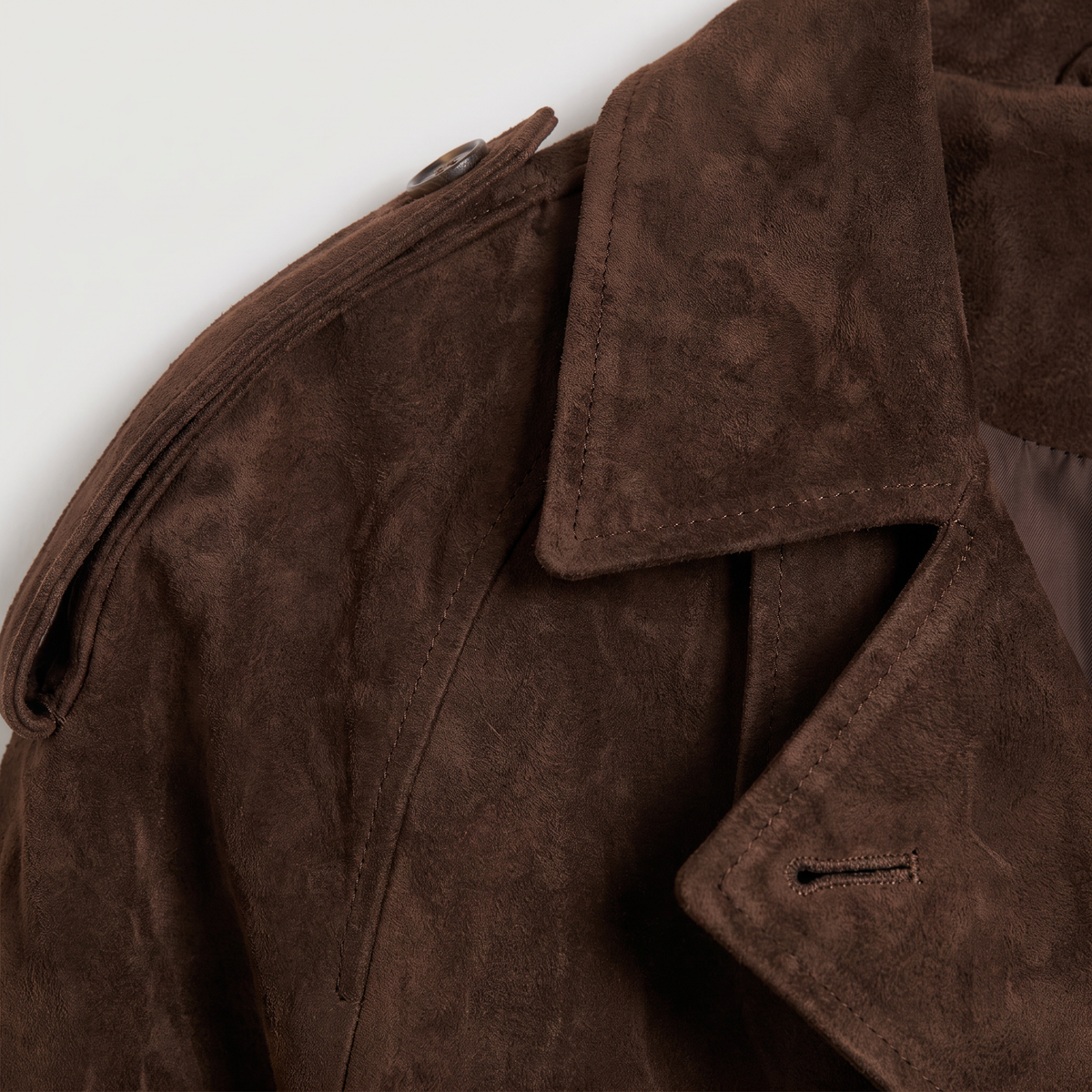 Cropped Suede Trench Jacket