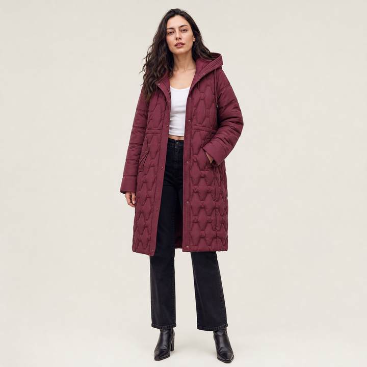 Long Hooded Quilted Puffer Coat