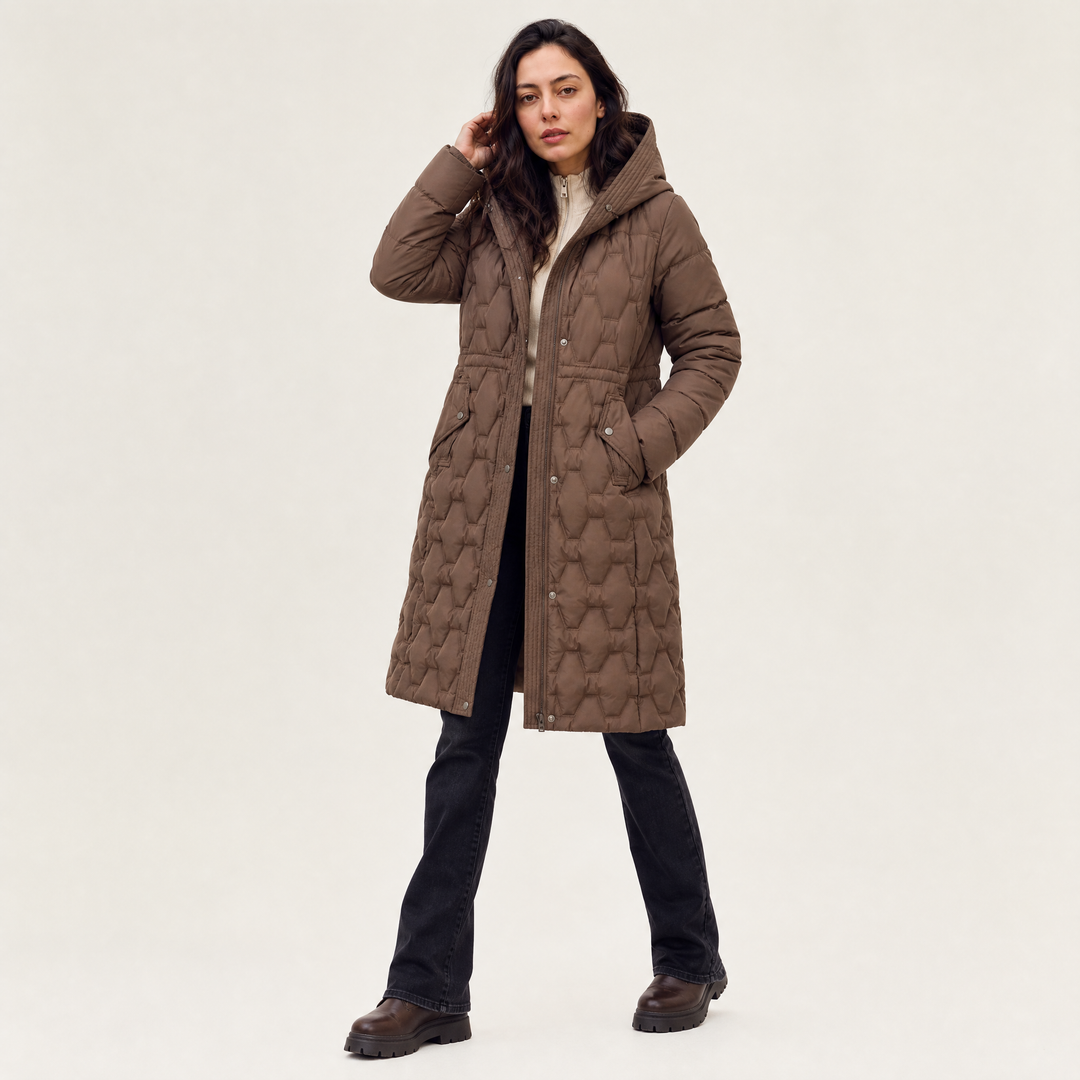 Long Hooded Quilted Puffer Coat