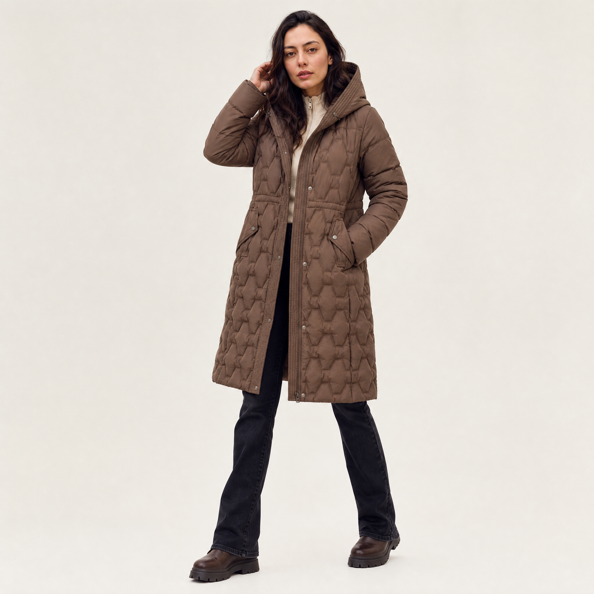 Long Hooded Quilted Puffer Coat