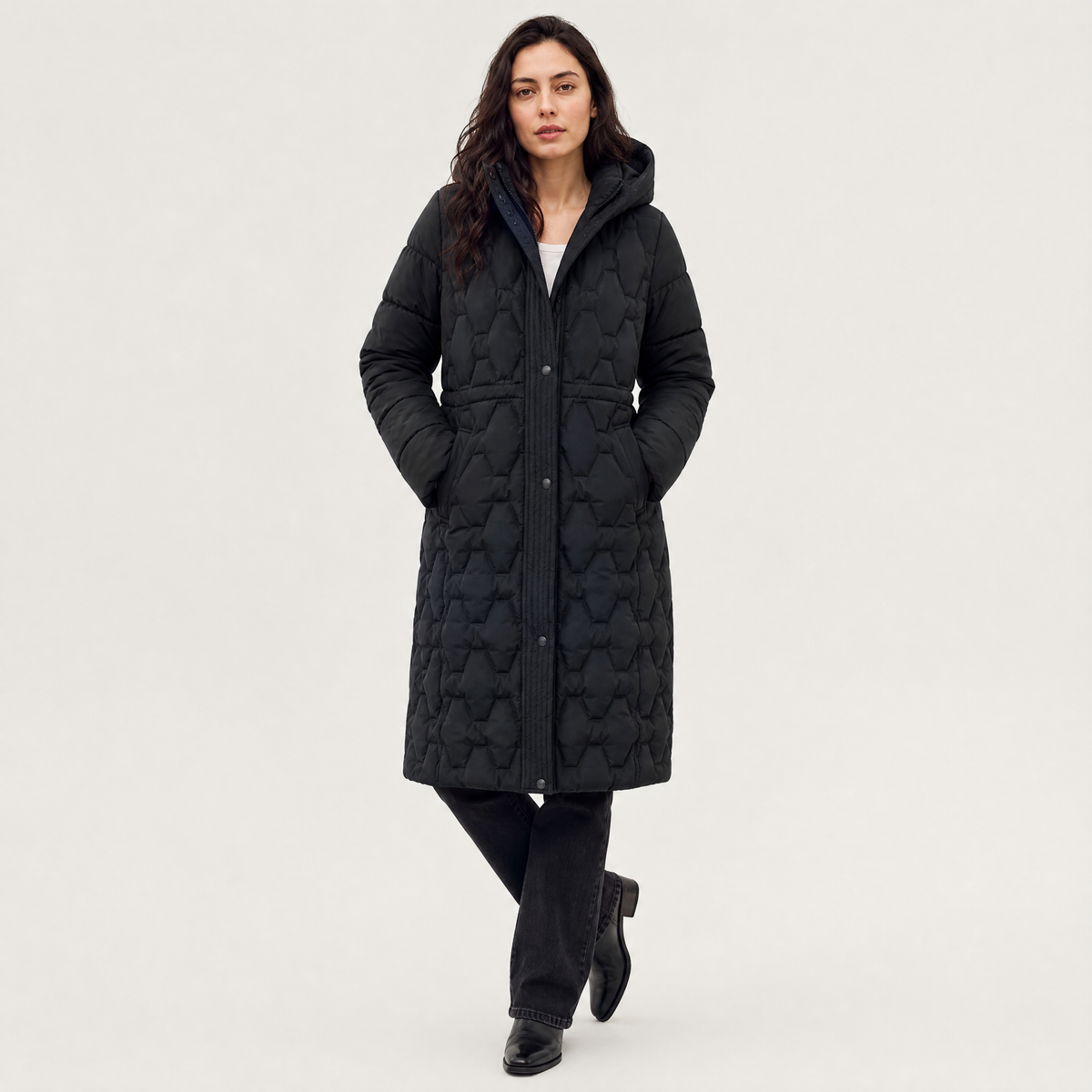 Long Hooded Quilted Puffer Coat