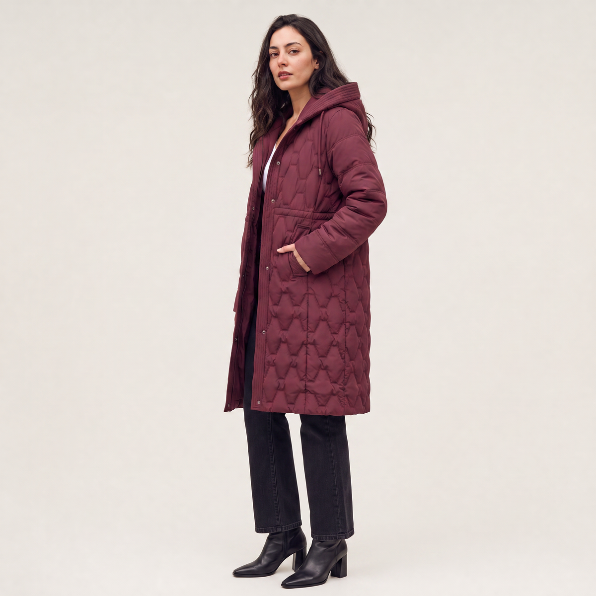Long Hooded Quilted Puffer Coat