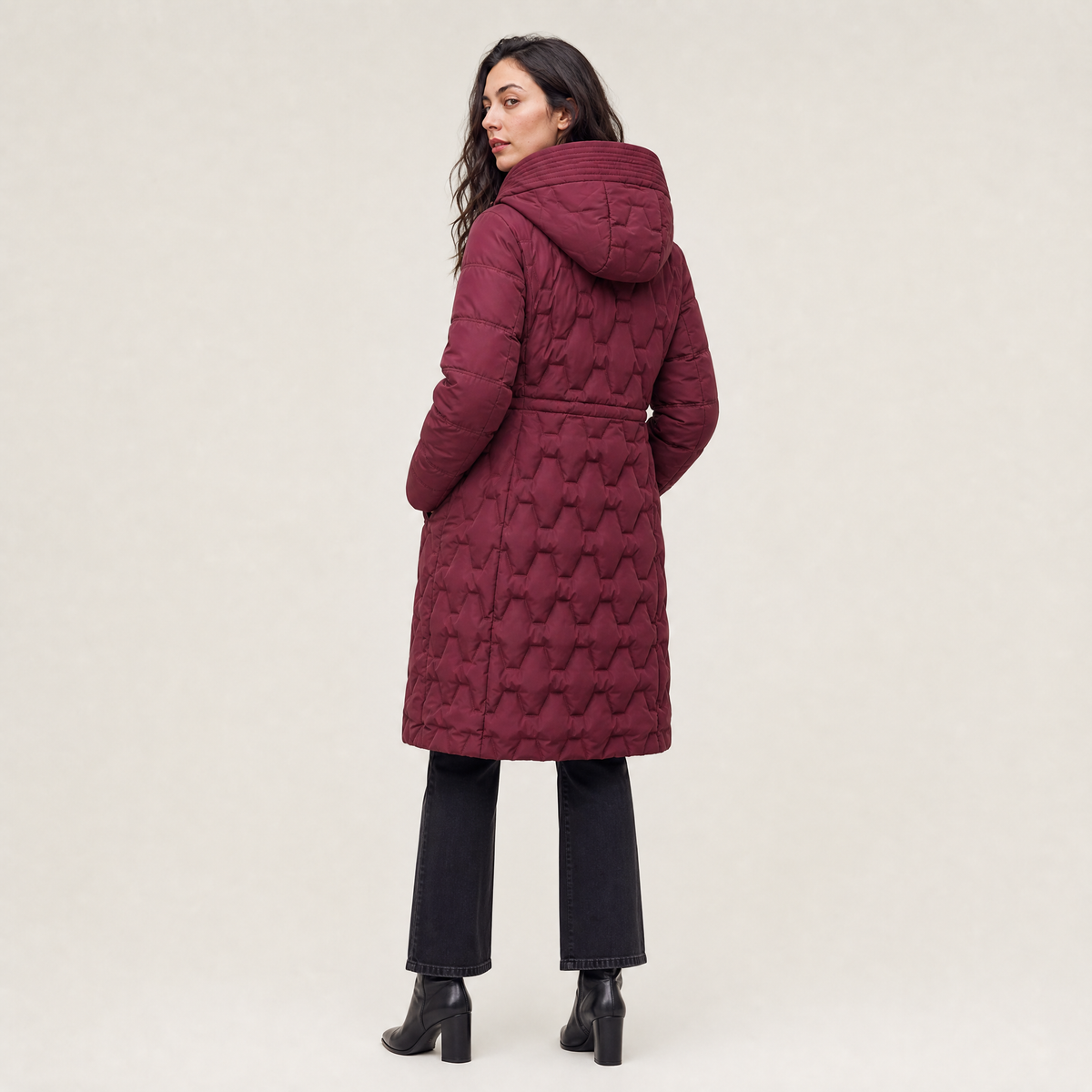 Long Hooded Quilted Puffer Coat