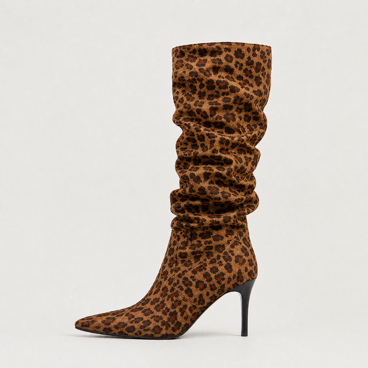 Suede-Style Slouch Knee High Boots