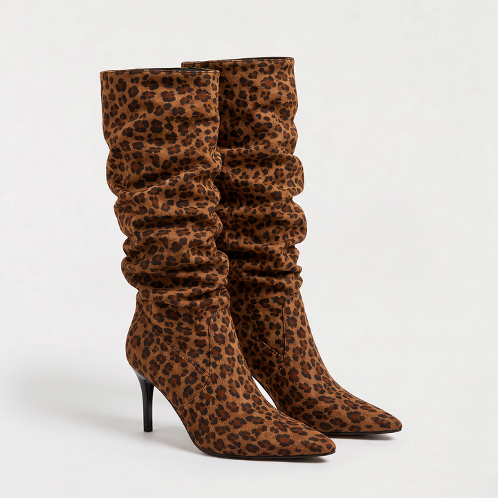 Suede-Style Slouch Knee High Boots