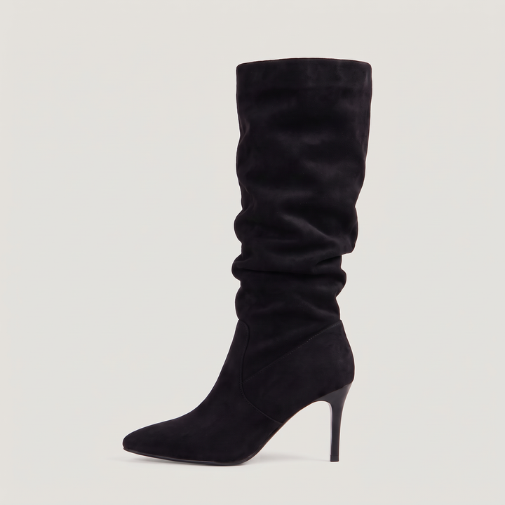 Suede-Style Slouch Knee High Boots