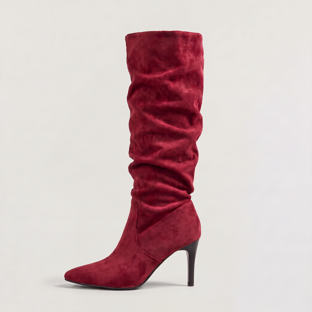Suede-Style Slouch Knee High Boots