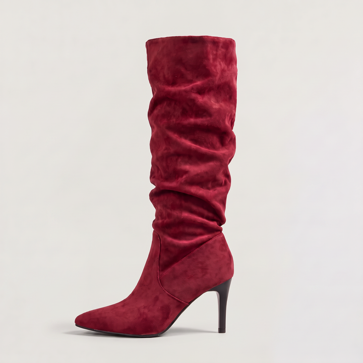 Suede-Style Slouch Knee High Boots