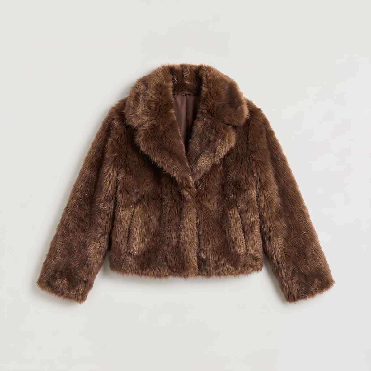 Cropped Shaggy Faux-Fur Long Sleeves Jacket