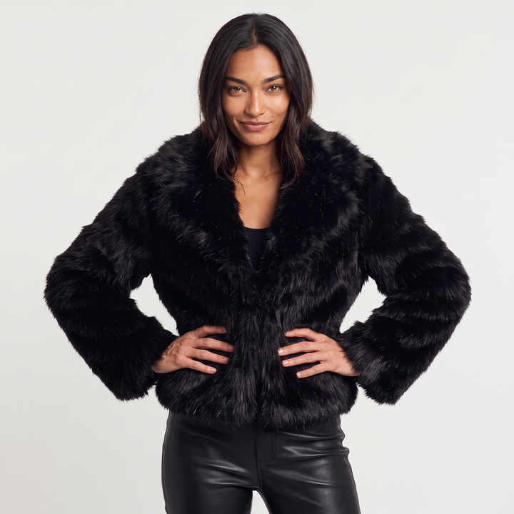 Cropped Shaggy Faux-Fur Long Sleeves Jacket