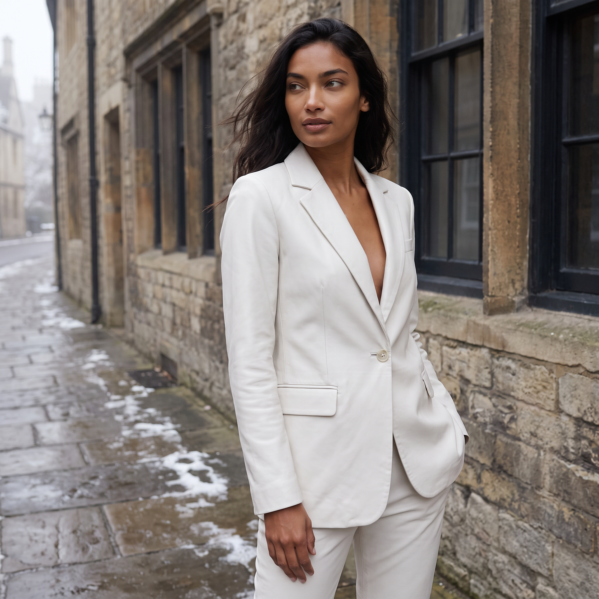 Single-Button Notch Lapel Tailored Blazer