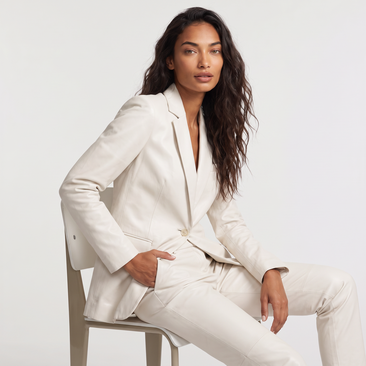 Single-Button Notch Lapel Tailored Blazer