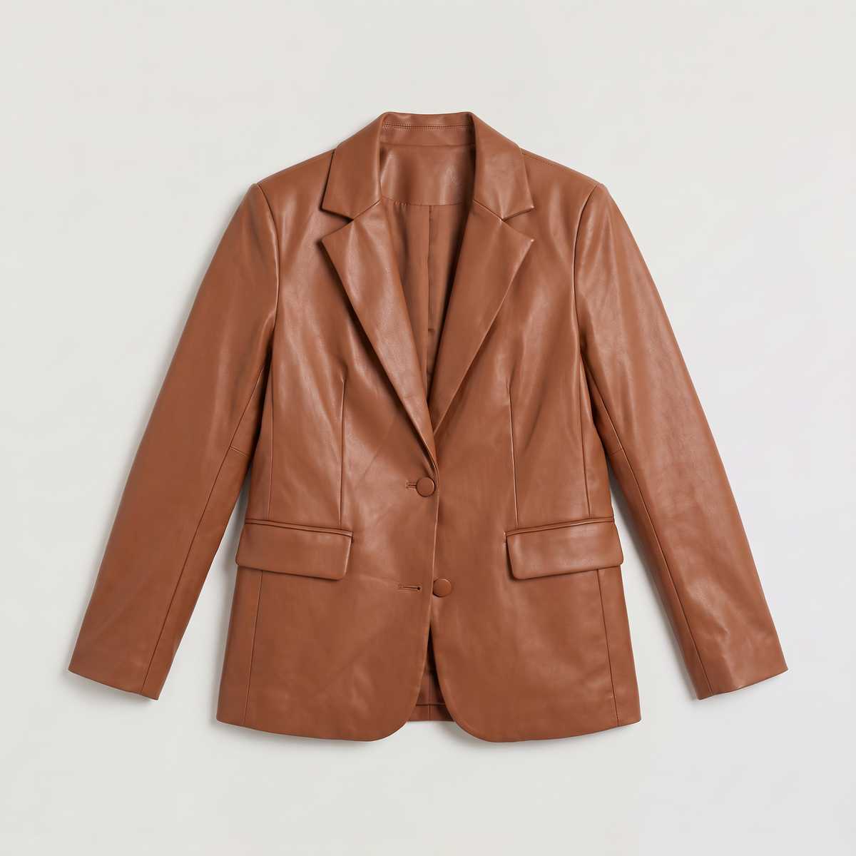 Oversized Notch Lapel Leather Blazer