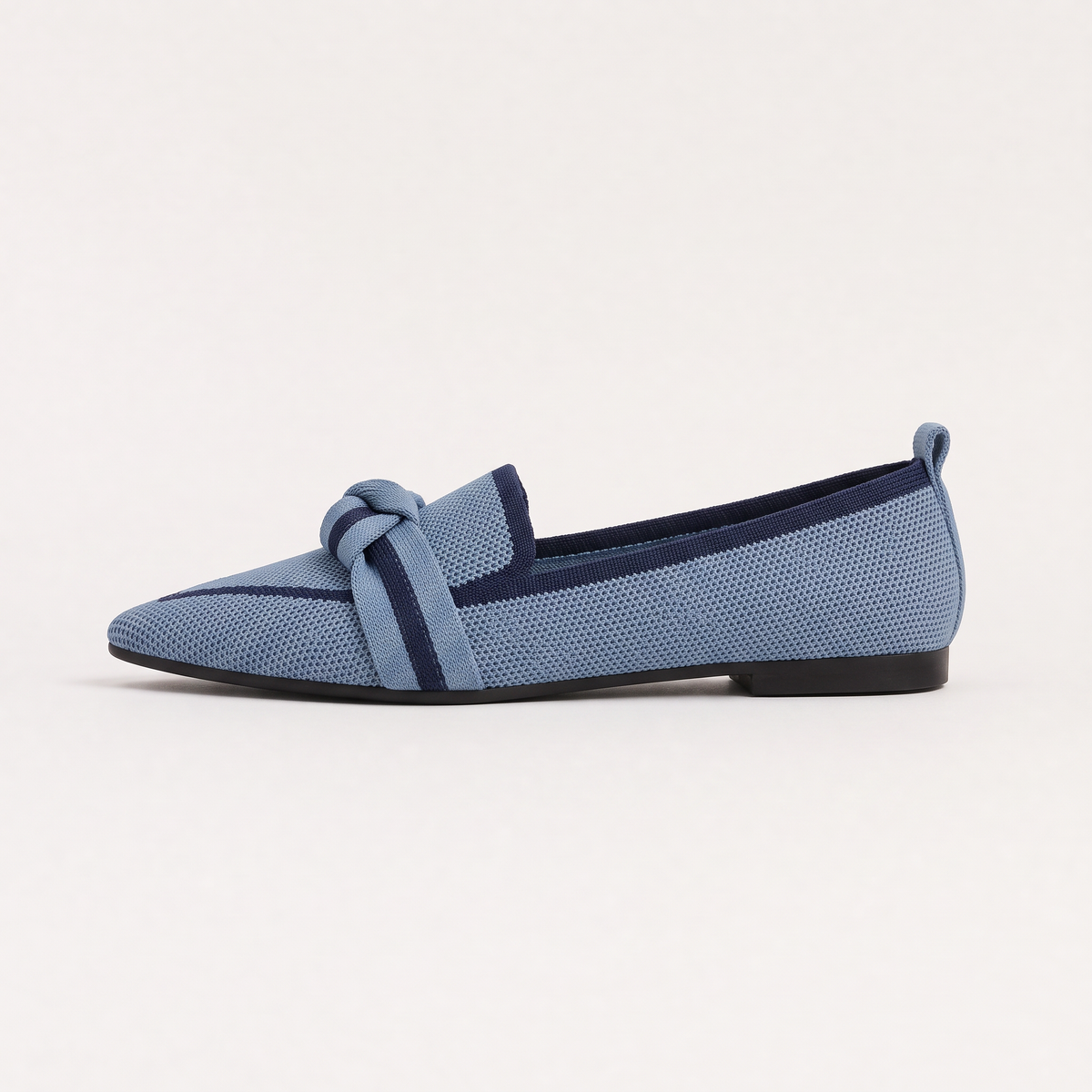 Pointed Knit Slip-On Loafers