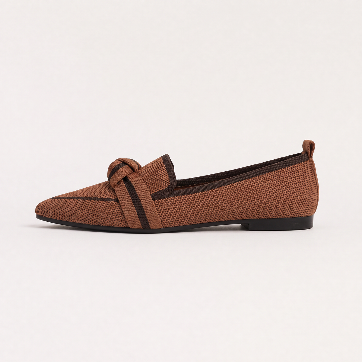 Pointed Knit Slip-On Loafers