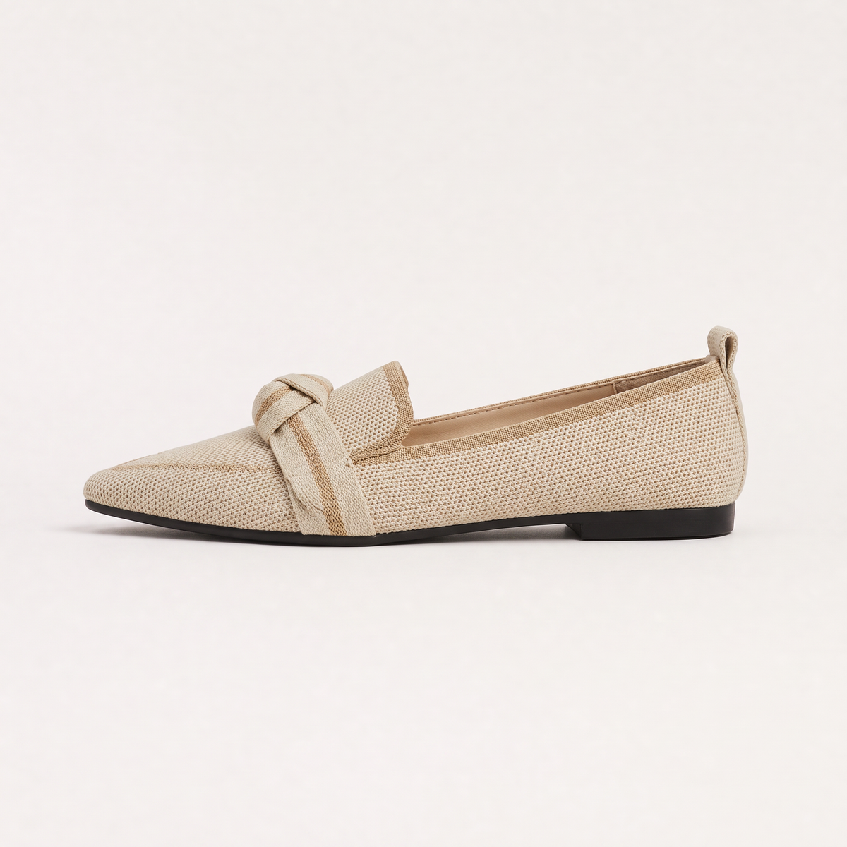 Pointed Knit Slip-On Loafers
