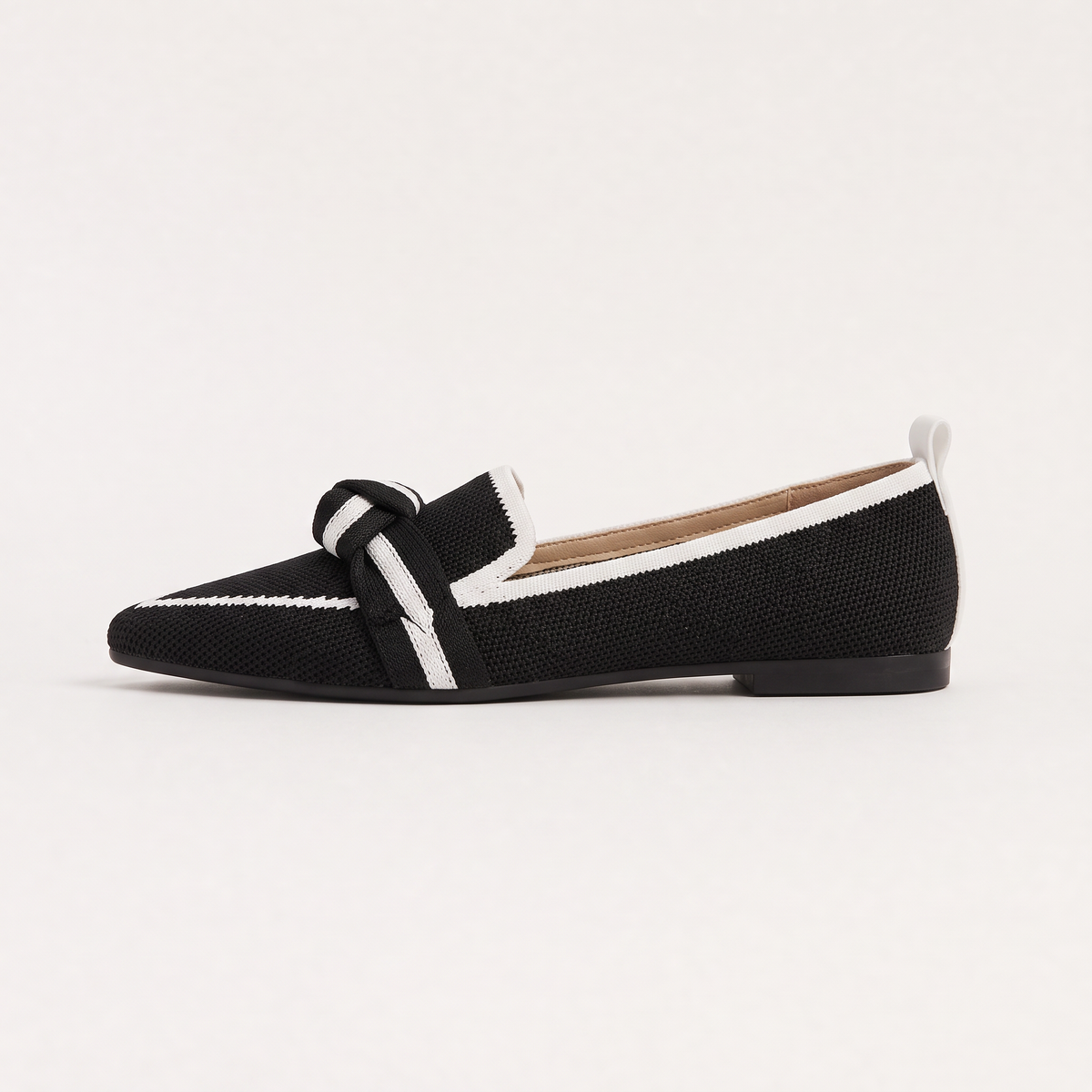 Pointed Knit Slip-On Loafers