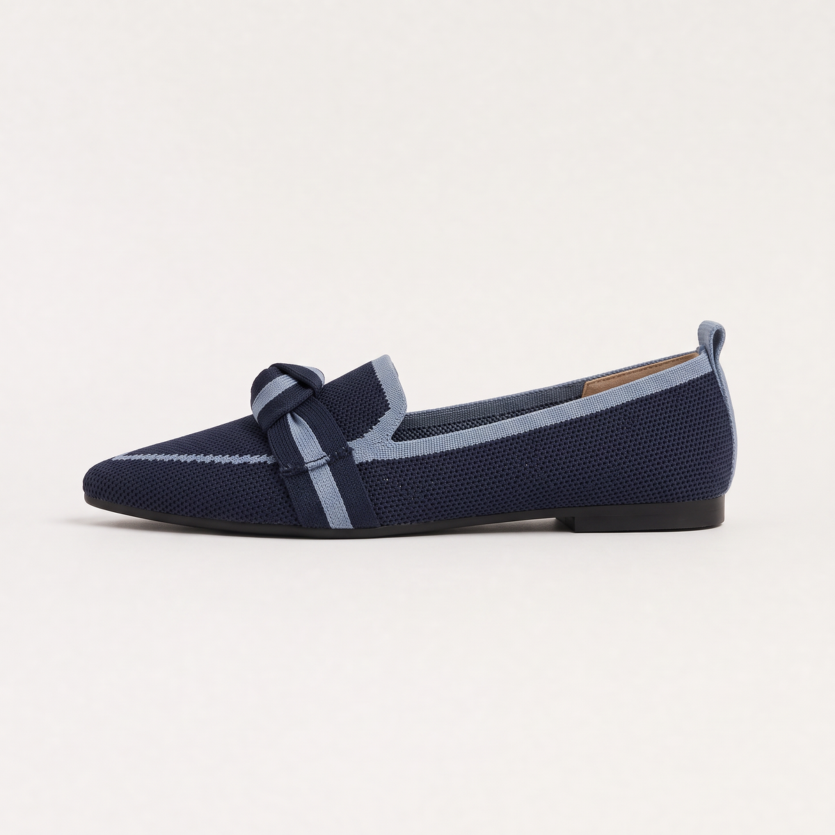 Pointed Knit Slip-On Loafers