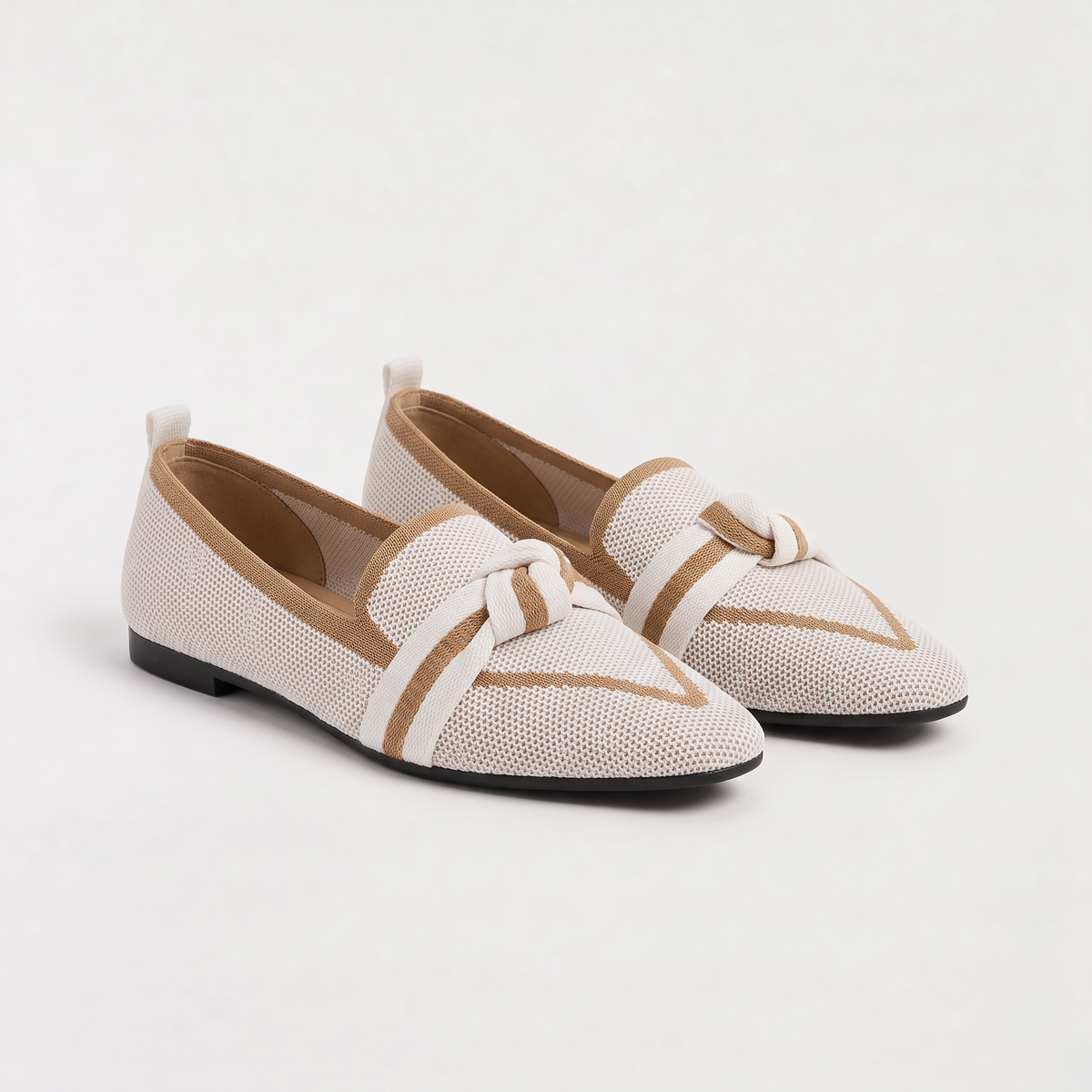 Pointed Knit Slip-On Loafers